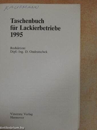 Taschenbuch für Lackierbetriebe 1995