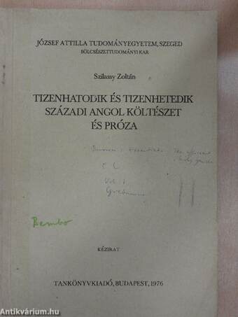 Tizenhatodik és tizenhetedik századi angol költészet és próza