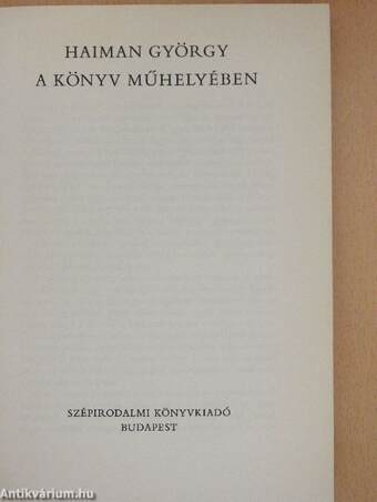 A könyv műhelyében