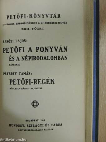 Petőfi és a természet/Petőfi a ponyván és a népirodalomban/Petőfi-regék