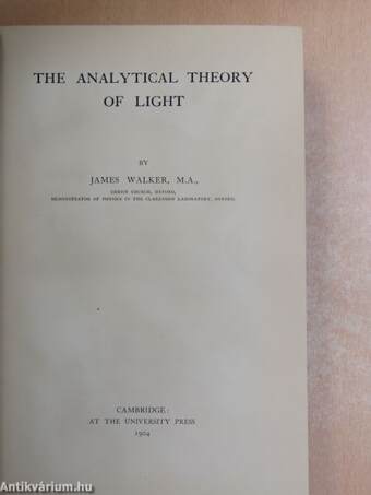 The analytical theory of light