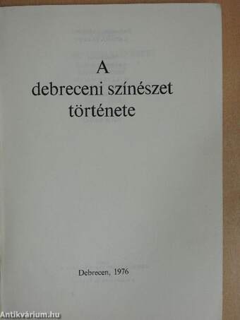 A debreceni színészet története