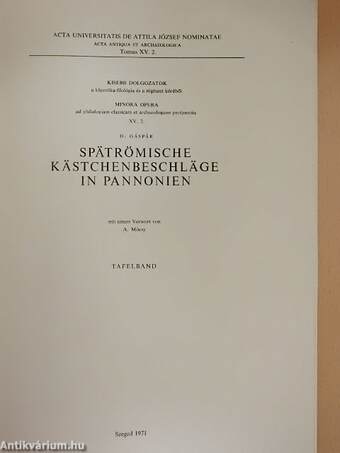 Acta Antiqua et Archaeologica Tomus XV.2.