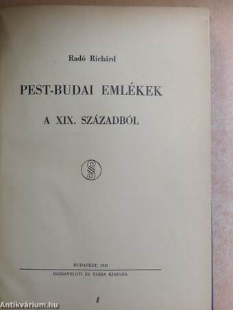 Pest-budai emlékek a XIX. századból