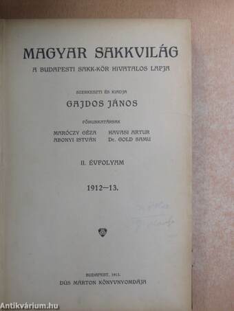 Magyar sakkvilág 1912-13. 