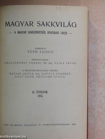 Magyar sakkvilág 1926. január-december