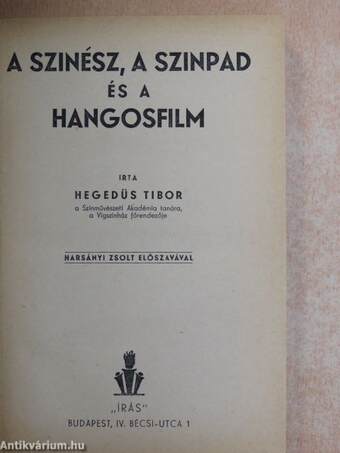 A szinész, a szinpad és a hangosfilm