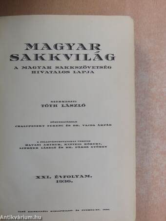 Magyar Sakkvilág 1936. január-december