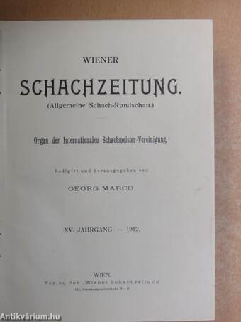 Wiener Schachzeitung 1912. januar-dezember