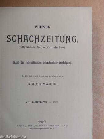 Wiener Schachzeitung 1909. januar-dezember