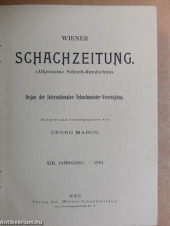 Wiener Schachzeitung 1910. januar-dezember