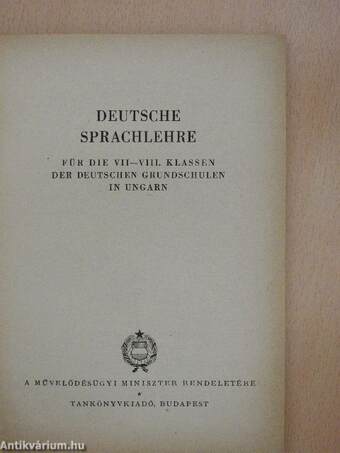 Deutsche Sprachlehre VII-VIII.