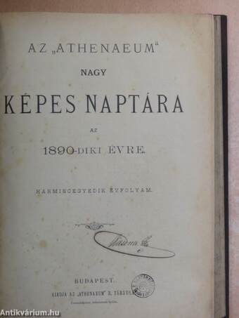 Az "Athenaeum" nagy képes naptára az 1890-diki évre