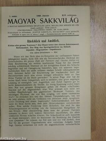 Magyar Sakkvilág 1929. január-december