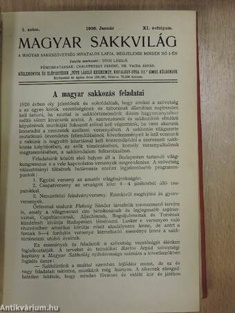 Magyar sakkvilág 1926. január-december