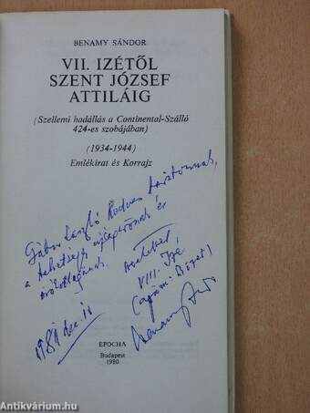 VII. Izétől Szent József Attiláig (dedikált példány)