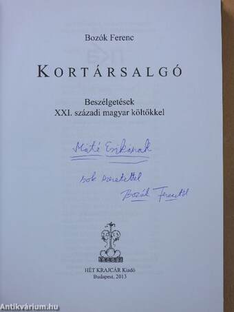 Kortársalgó (dedikált példány)