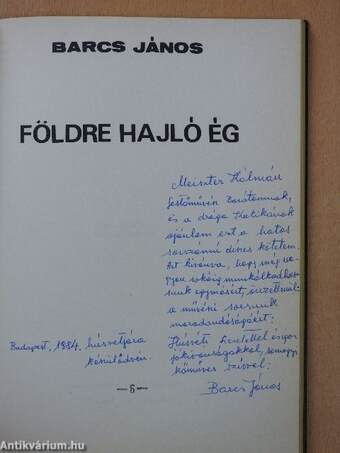 Földre hajló ég (dedikált, számozott példány)