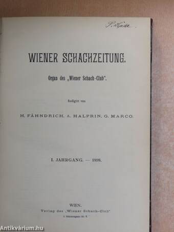 Wiener Schachzeitung 1898. januar-dezember