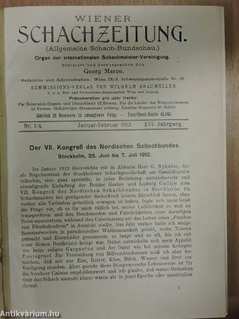 Wiener Schachzeitung 1913. januar-dezember