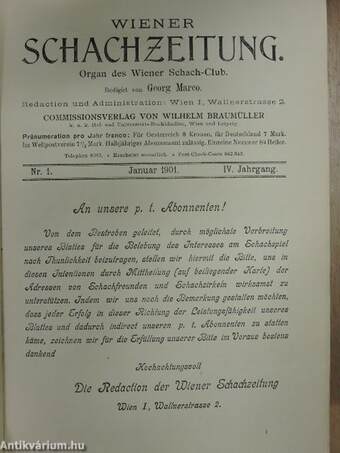 Wiener Schachzeitung 1901-1903. januar-dezember