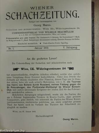 Wiener Schachzeitung 1901-1903. januar-dezember