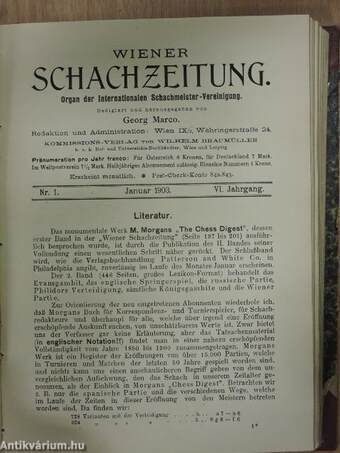 Wiener Schachzeitung 1901-1903. januar-dezember