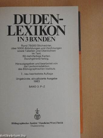 Duden-Lexikon in 3 Bänden 3. (töredék)