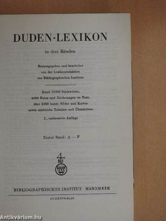 Duden-Lexikon in drei Bänden 1. (töredék)