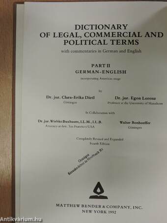 Dictionary of Legal, Commercial and Political Terms/Wörterbuch für Recht, Wirtschaft und Politik II