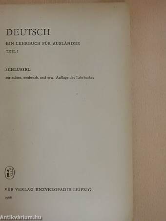 Deutsch - Ein Lehrbuch für Ausländer - Schlüssel 1.