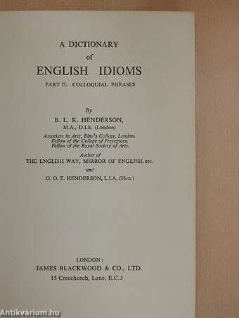 A Dictionary of English Idioms II.