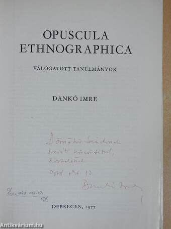 Opuscula ethnographica (dedikált példány)