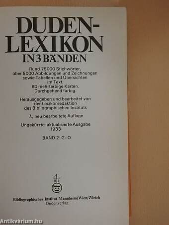 Duden-Lexikon in 3 Bänden 2. (töredék)