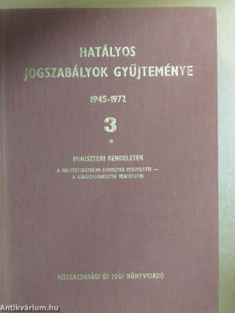 Hatályos jogszabályok gyűjteménye 1945-1972. 3/I. (töredék)