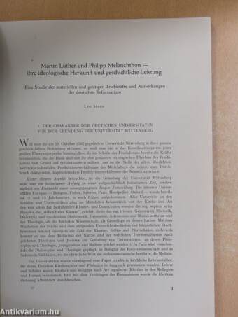 Martin Luther und Philipp Melanchthon - ihre ideologische Herkunft und geschichtliche Leistung