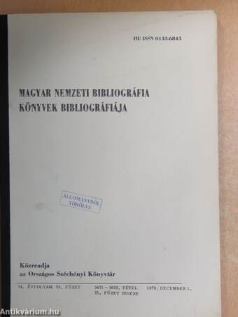 Magyar Nemzeti Bibliográfia - Könyvek bibliográfiája 1979. december 15.
