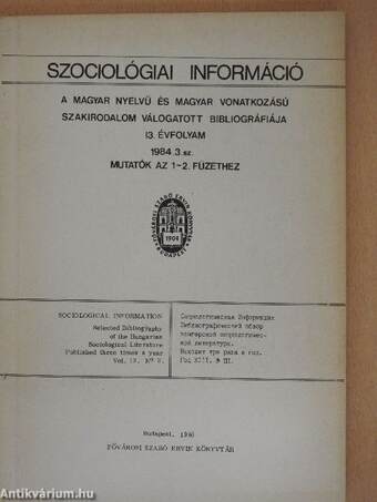 Szociológiai információ 1984/3.