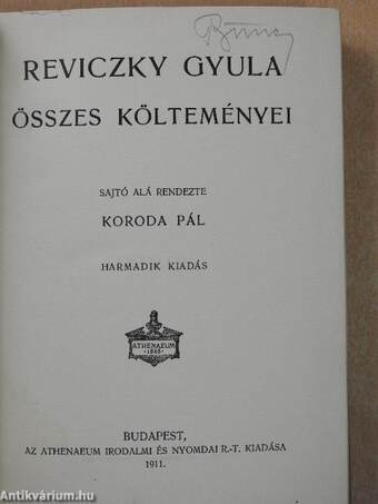 Reviczky Gyula összes költeményei