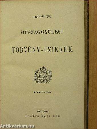 1865/7-ik évi országgyülési törvény-czikkek