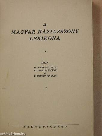 A magyar háziasszony lexikona