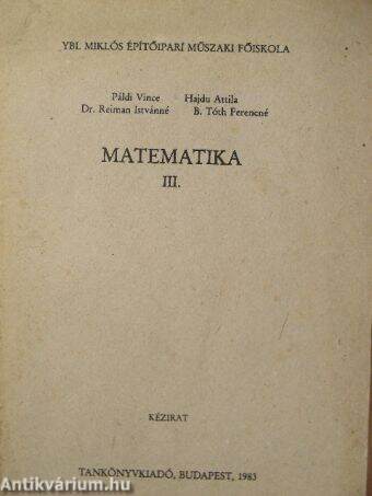 Matematika III.