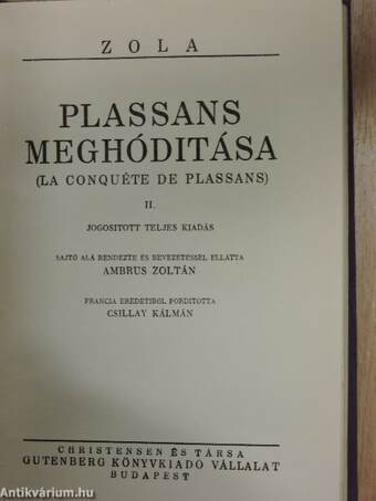 Plassans meghódítása I-III./Jacques damour/Nais Micoulin/Stendhal