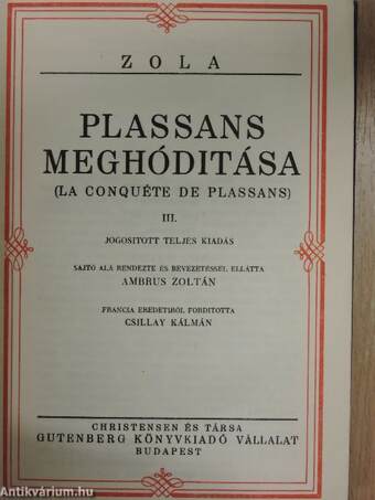 Plassans meghódítása I-III./Jacques damour/Nais Micoulin/Stendhal