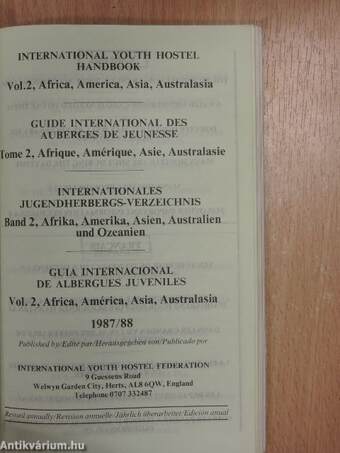 International Youth Hostel Handbook 1987/88 2.