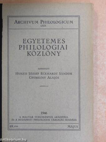 Egyetemes Philologiai Közlöny 1946. május
