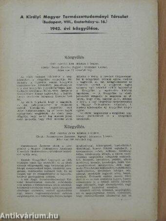 A Királyi Magyar Természettudományi Társulat 1942. évi közgyűlése