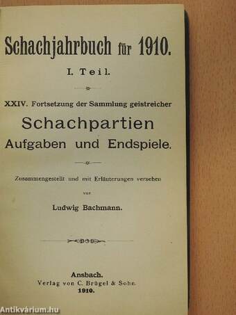 Schachjahrbuch für 1910. I-II.