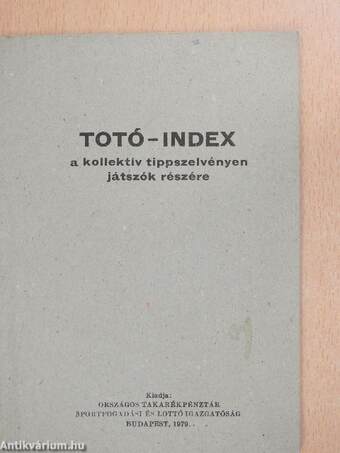 Totó-index a kollektív tippszelvényen játszók részére