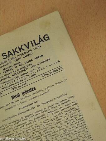 Magyar Sakkvilág 1933. julius